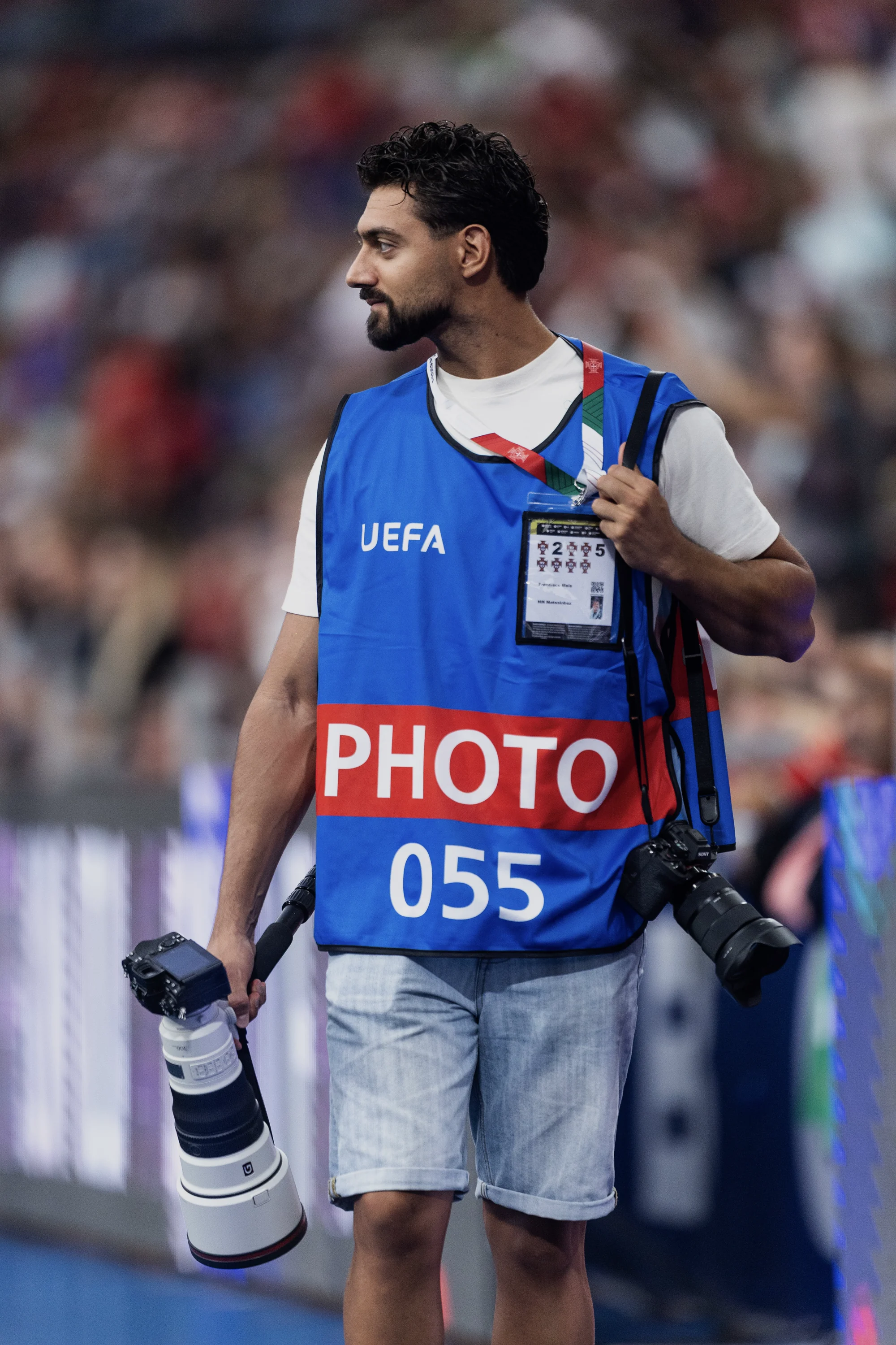 Francisco Maia with his photography equipment by the pitch
